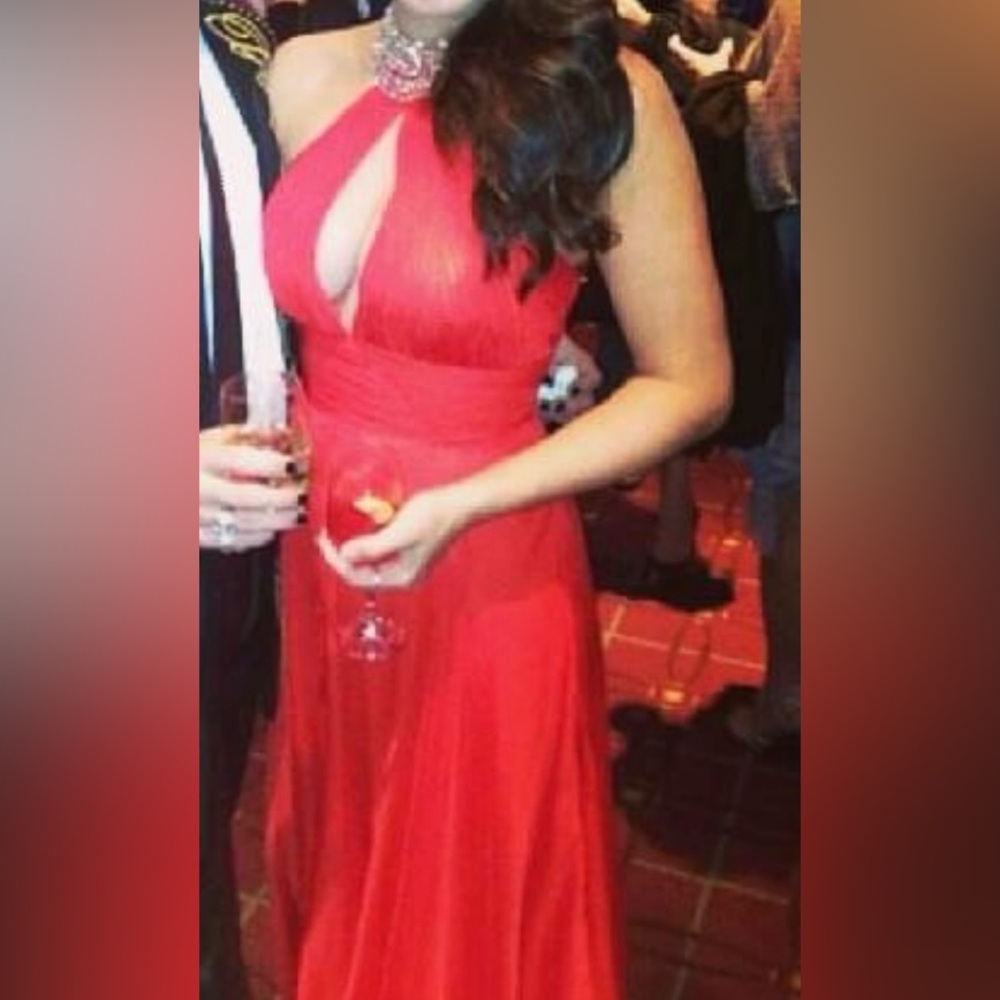 MARK DUGGAL prom/pageant dress red jeweled neckline size 6